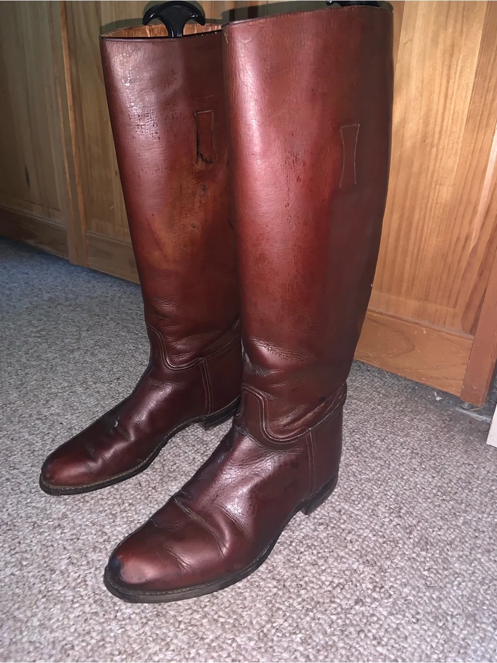Women’s Tall Leather Riding Boots - Brown vintage fox hunting